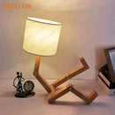 Axyaa Robot Shape Wooden Table Lamp - Elegant Desk Decor for Parlor & Bedroom