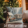 Axyaa Winter Scene Rectangular Cushion Covers for Sofa, Bedroom, Car