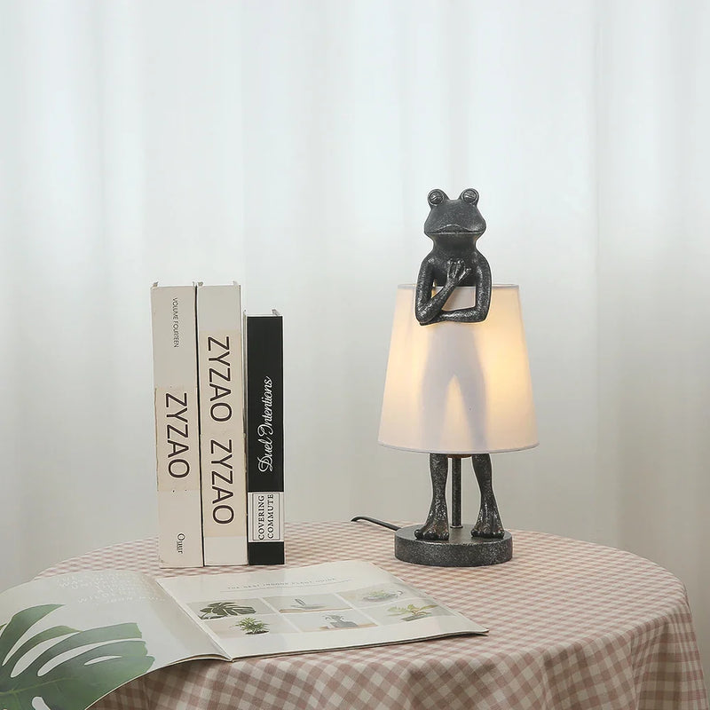 Axyaa Frog Resin Table Lamp: Retro Design LED Desk Light for Bedroom & Living Room