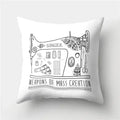 Axyaa Retro Cityscape Gramophone Guitar Drum Camera Print Cushion Cover