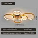 Axyaa Modern LED Chandelier Black/Gold Light Luxury Circular Ring Ceiling Fixture
