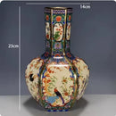 Axyaa Ancient Enamel Flower Bird Vase Collection - Home Desk Decor