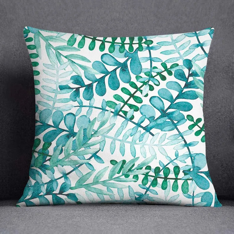 Axyaa Dark Green Floral Animal Pattern Pillowcase - 45cm