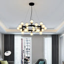 Axyaa Modern Gold Black Glass Chandelier for Living Dine Room