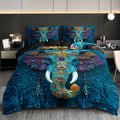 Axyaa Ethnic Tribal Elephant Print Quilt Cover Set for Home and Dorm All Seasons
