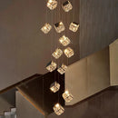 Axyaa Crystal Chandelier Stair Pendant Lighting Modern Living Room Interior Light