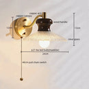 Axyaa Vintage Copper Arm LED Wall Light with Wood Handle for Living Room Bedroom