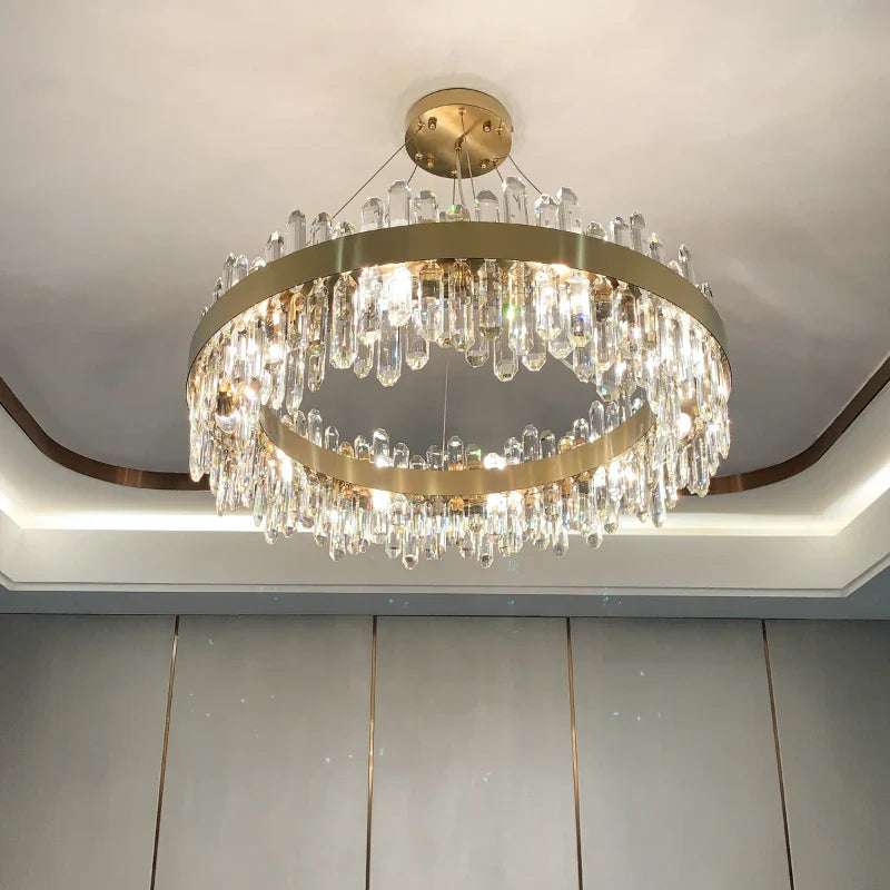 Axyaa Crystal Chandelier: Elegant Modern Lighting for Living Room, Bedroom, and Restaurant