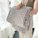 Axyaa Plaid Flannel & Rabbit Fur Throw Blanket for Sofa Bed - Soft & Warm