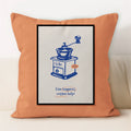 Axyaa Line Art Coffee Cushion Cover for Home & Car Decor