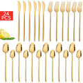 Axyaa 24-Piece Black Stainless Steel Christmas Dinnerware Set