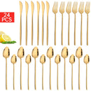 Axyaa 24-Piece Black Stainless Steel Christmas Dinnerware Set