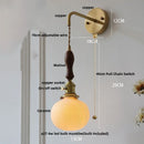 Axyaa Walnut Wood LED Wall Sconce Pull Chain Switch Stair Light Fixtures