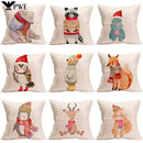 Axyaa Winter Forest Animals Linen Pillowcase 45*45cm