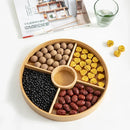 Axyaa Bamboo Partition Dessert Plate - Snack Storage Tray for Dried Fruits & Treats