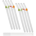 Axyaa Glass Straws Set with Brush for Smoothies Tea Juice Bar