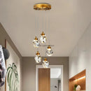 Axyaa Gold Wire K9 Crystal Chandeliers for Bedroom, Balcony, Bar Room Lighting