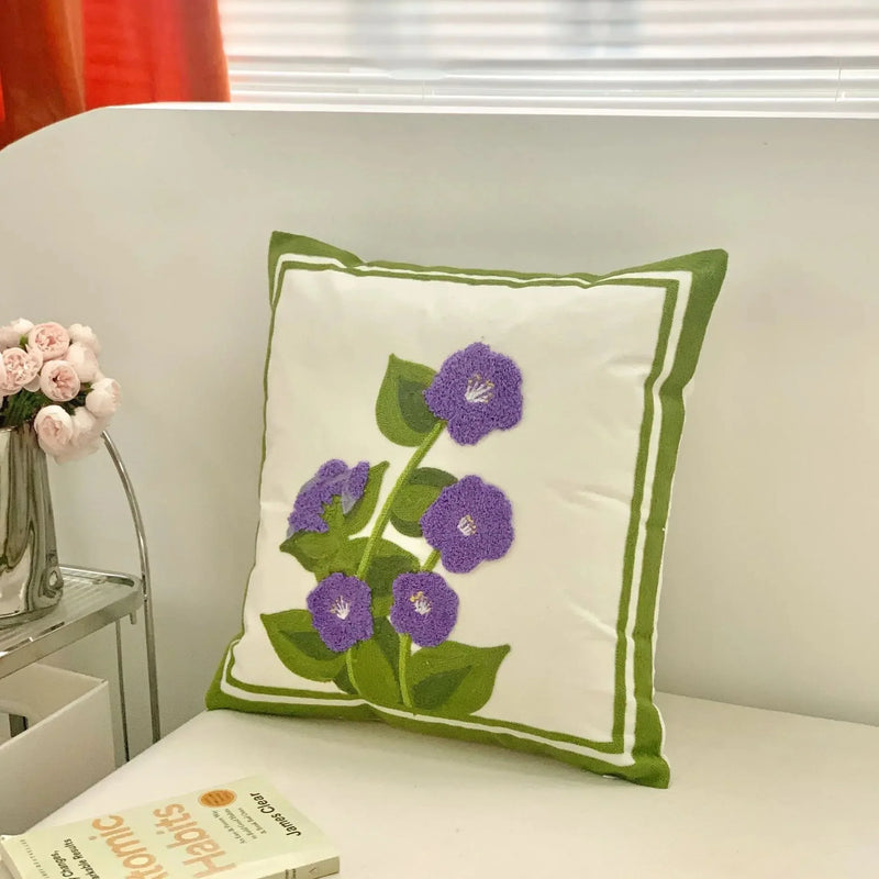 Axyaa Tulip Embroidered Throw Pillow Cover - 45x45CM