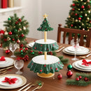 Axyaa 2-Tier Christmas Tree Cake Stand: Festive Dessert Tower & Table Decoration 2025