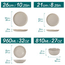 Axyaa Light-Grey Stoneware Plates Set - Dinnerware Set with Plates, Dessert, Bowls
