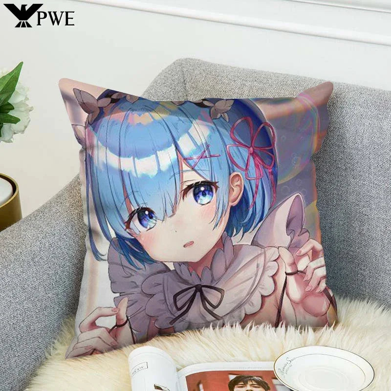 Axyaa Anime Pillow Cover 40x40 Decorative Cushion Covers for Home Sofa