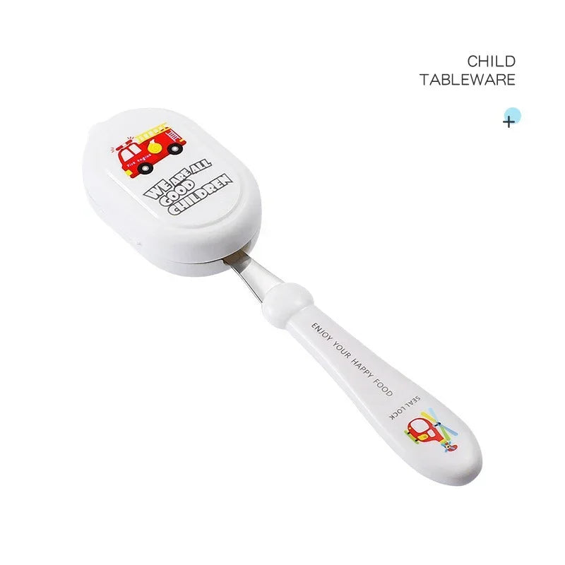 Axyaa Stainless Steel Cutlery Set for Kids - Spoon and Fork Integrated Meal Utensils