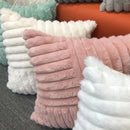 Axyaa Winter Rabbit Fleece Striped Throw Pillowcase in Solid Color