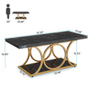 Axyaa Rectangle 2-Tier Faux Marble Wood Coffee Table