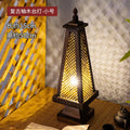 Axyaa Bamboo Woven Table Lamp, Retro Wood Edge, LED, Living Room, Teahouse, Restaurant