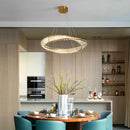 Modern Crystal Circle Pendant Light by Axyaa - Luxury LED Hanging Chandelier for Living Room