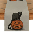 Axyaa Halloween Cat Pumpkin Head Table Runner