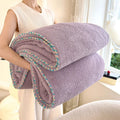 Axyaa White Milk Fleece Throw Blanket - Soft & Cozy All Season Knitted Plush Blanket
