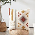 Axyaa Boho Style Ivory Burt Orang Tufted Cushion Cover for Living Room Bedroom