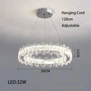 Axyaa Crystal Ring Chandelier: Dimmable LED Ceiling Light for Living Room Decor