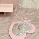 Axyaa Cute Girl Pink French Letters Red Wine Glass 7oz Vintage Goblet
