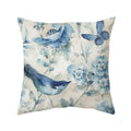 Luxurious Blue Bird Floral Pillowcase by Axyaa - 45x45cm Square Decor for Home & Office