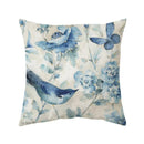Luxurious Blue Bird Floral Pillowcase by Axyaa - 45x45cm Square Decor for Home & Office