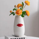 Axyaa Red Lips Ceramic Vase: Branded Desk Decoration for Floral Arrangement