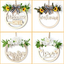 Axyaa Sunflower Rose Wreath Hello Love Hanging Sign for Home Garden Wedding