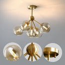 Axyaa Amber Glass Ceiling Chandelier: Nordic Suspension Pendant Light