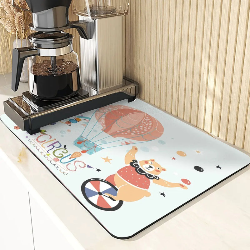 Axyaa Monkey Pattern Diatomaceous Earth Coasters: Stylish Cup Placemats & Coaster Set