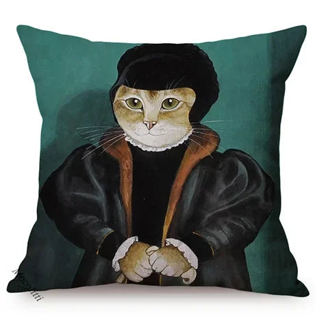 Axyaa Cat Portrait Nordic Art Pillow Cover