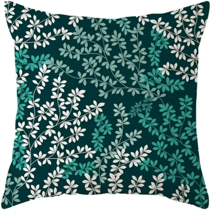 Axyaa Plants Print Linen Cushion Cover for Stylish Home Decor 45*45cm