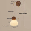 Axyaa Walnut Wood LED Wall Lamp with Pull Chain Switch