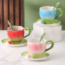 Axyaa 3D Camellia Ceramic Coffee Mug Set