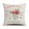 Axyaa Spring Flowers Linen Pillowcase: Bike Truck Print Cushion Cover 45x45CM