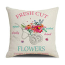 Axyaa Spring Flowers Linen Pillowcase: Bike Truck Print Cushion Cover 45x45CM
