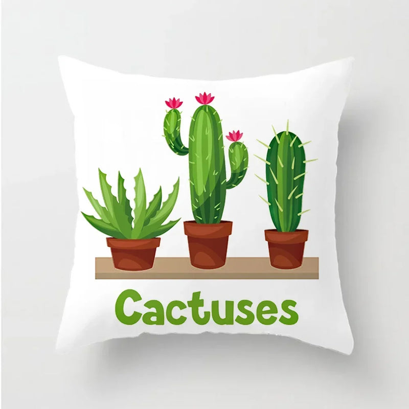 Axyaa Cactus Plants Pattern Cushion Cover Throw Pillow Decor Sofa Pillowcase
