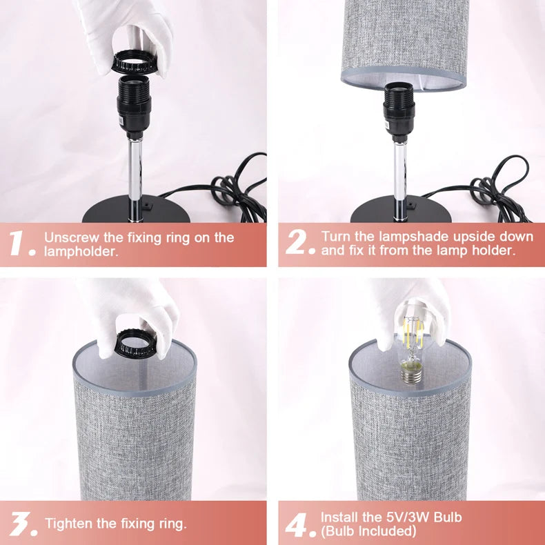 Motion Sensor Bedside Lamp USB Rechargeable Light Grey Desk Lamp