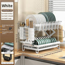 Axyaa 2 Tier Collapsible Bowl Drainers Rack - Metal Foldable Kitchen Storage Holder